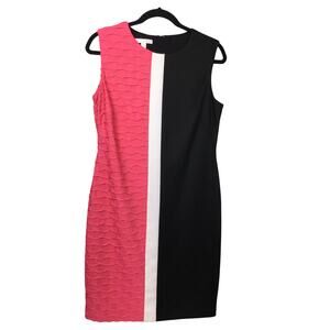 London Times Career Color Block Pink Black Textured Bodycon Corpcore Dress 10